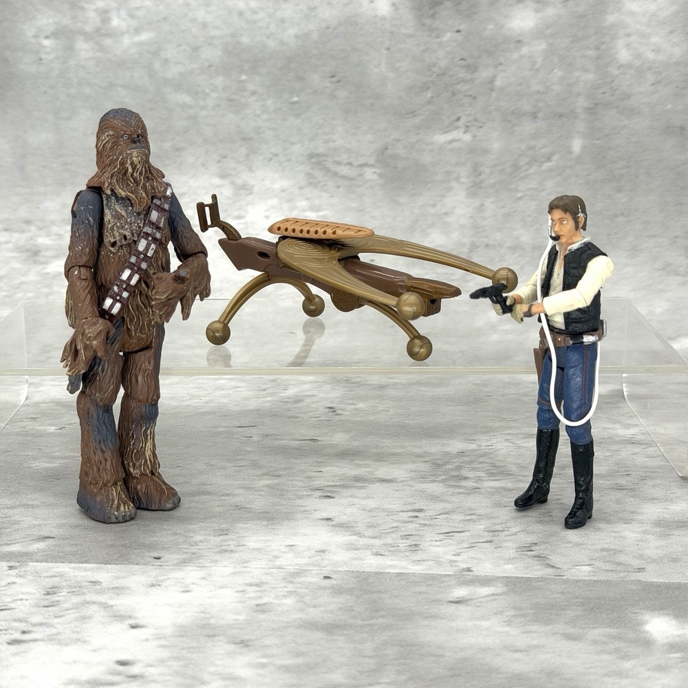 Star Wars Legacy Millennium Falcon Crew Han Solo Chewy Kashyyyk Weapon 3.75"